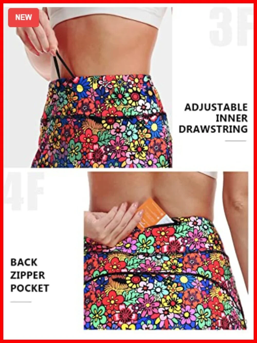 High Waisted Athletic Skort with Shorts Underneath, Knee Length Tennis Golf